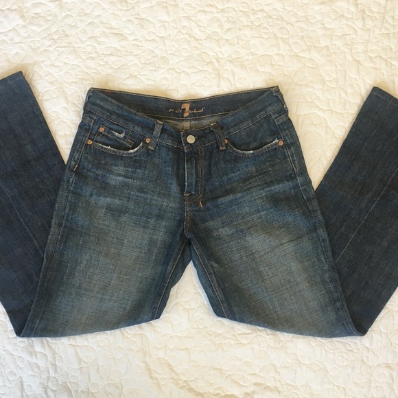 7 For All Mankind Dark Blue Flare Jeans - Picture 2 of 6